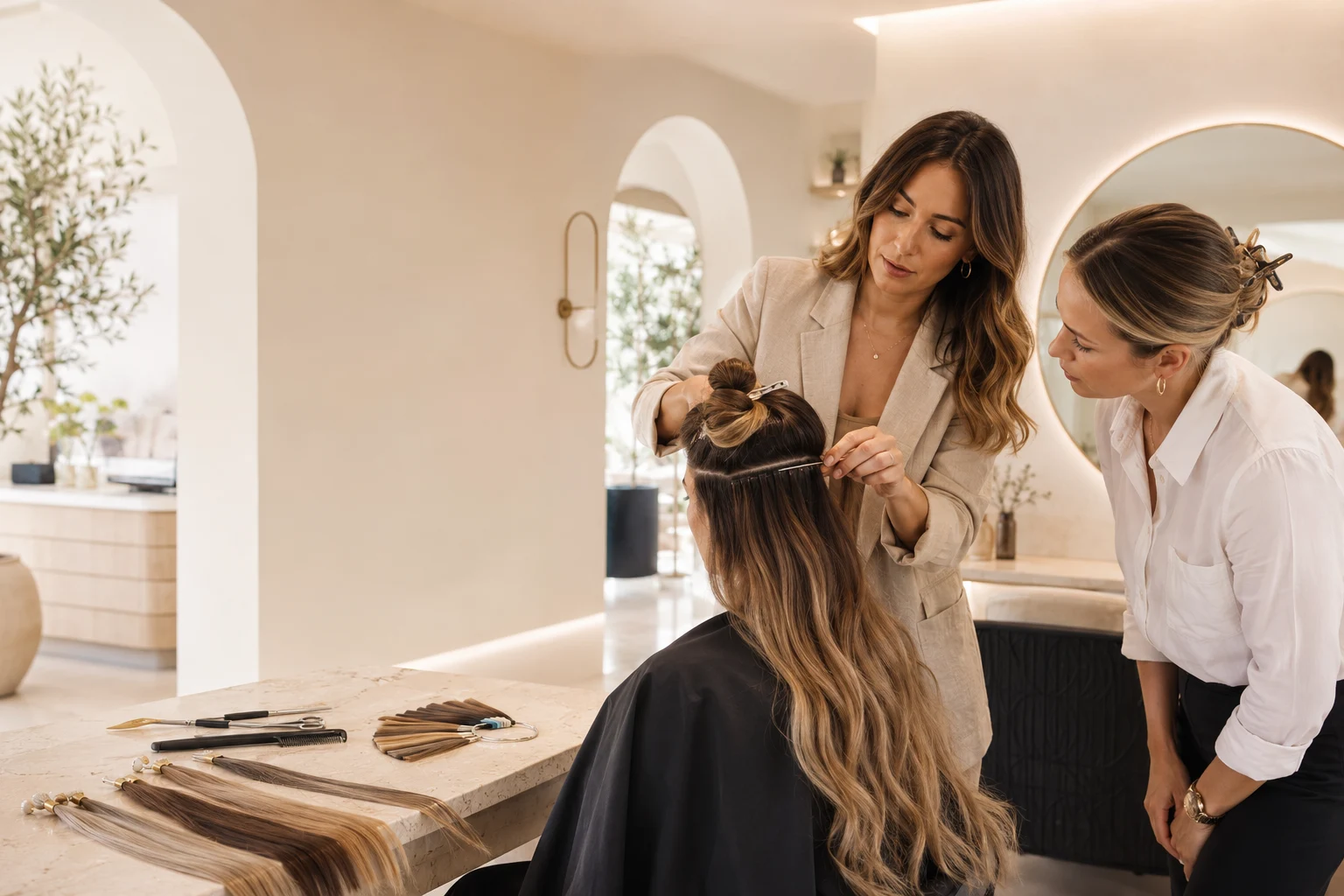 Private professional hair extension training at Sach and Vogue Hair Academy in Fethiye