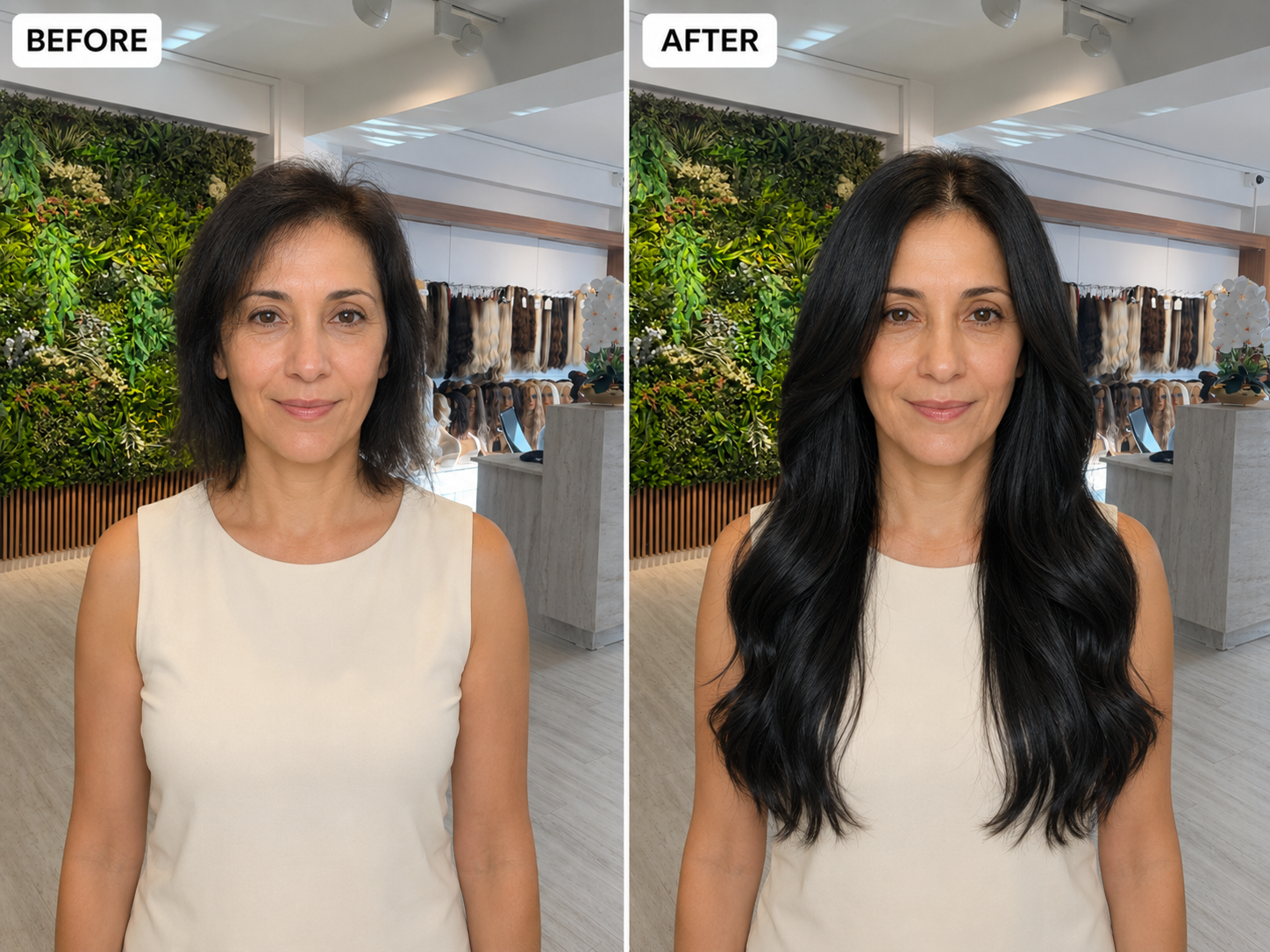 Jet black hair extensions before and after for short thin hair