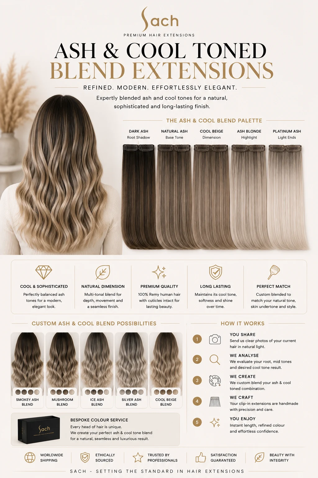 Ash and cool-toned hair extension blends