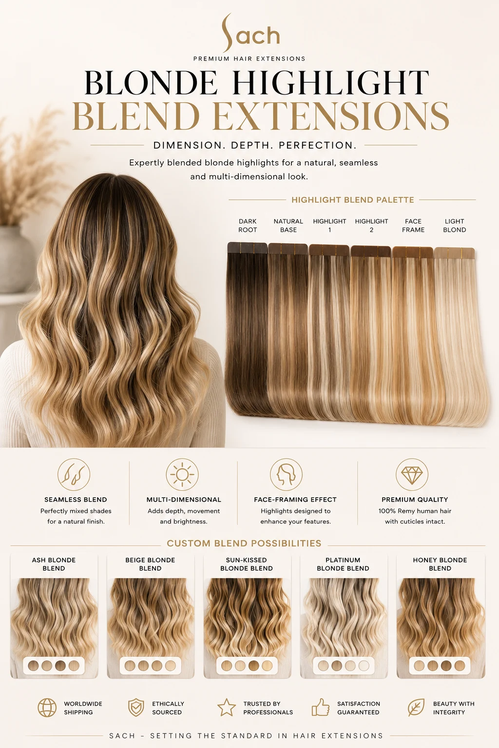 Blonde highlight blend hair extensions