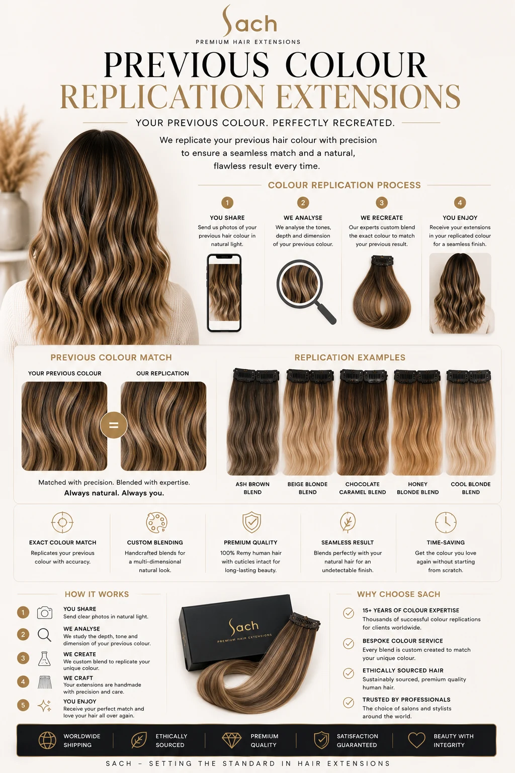 Previous colour replication for hair extensions